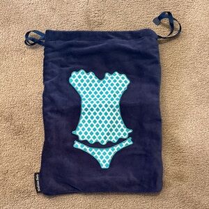 Navy Blue Drawstring Laundry/Garment Bag with Teal Swimsuit Design